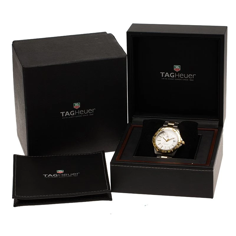 Tag Heuer Silver Gold-Plated Stainless Steel Aquaracer Men's Wristwatch 39MM For Men 6 Tag Heuer Silver Gold-Plated Stainless Steel Aquaracer Men's Wristwatch 39MM For Men - Image 6