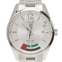 Tag Heuer White Stainless Steel Caliber 5 Carrera Men's Wristwatch 42MM For Men