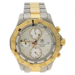 Tag Heuer Silver Stainless Steel & Gold-plated Aquaracer CAF2120 Men's Wristwatch 41MM For Men