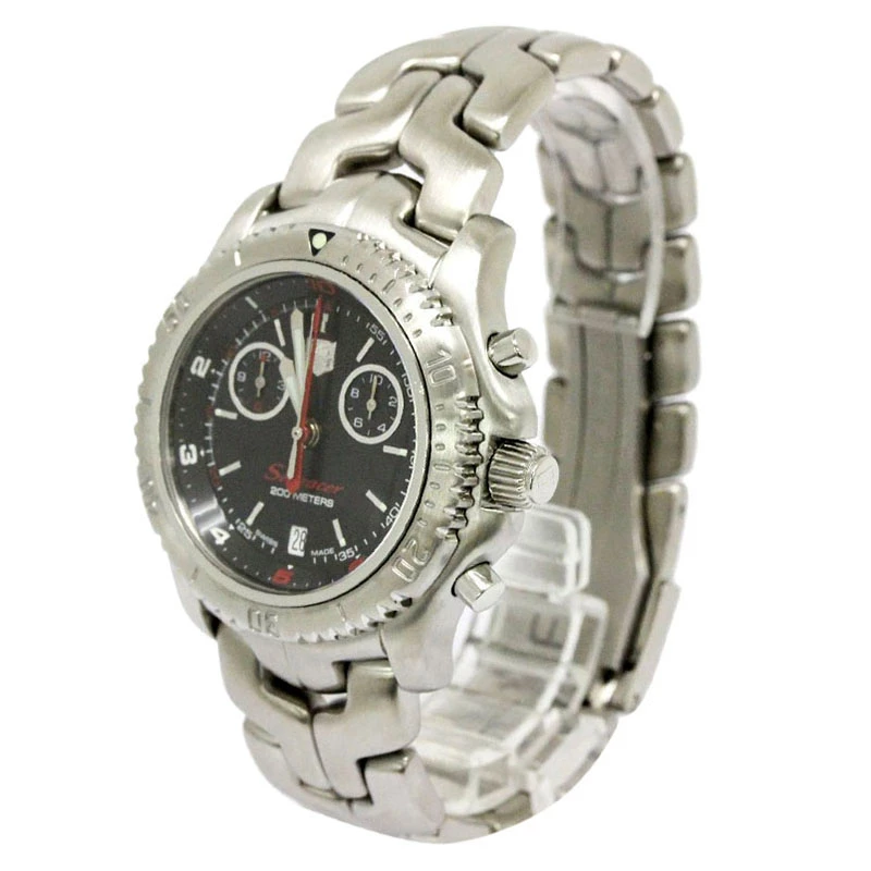 Tag Heuer Black Stainless Steel Searacer Men's Wristwatch 41MM For Men 1 Tag Heuer Black Stainless Steel Searacer Men's Wristwatch 41MM For Men