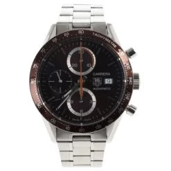 Tag Heuer Black Stainless Steel Carrera Men's Wristwatch 42MM For Men -Tag Heuer Sales Shop luxury uncategorized tag heuer used watches p15103 003