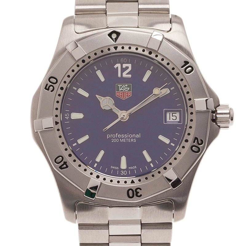 Tag Heuer Navy Blue Stainless Steel Professional Sports 200M Unisex Wristwatch 36MM For Women 1 Tag Heuer Navy Blue Stainless Steel Professional Sports 200M Unisex Wristwatch 36MM For Women