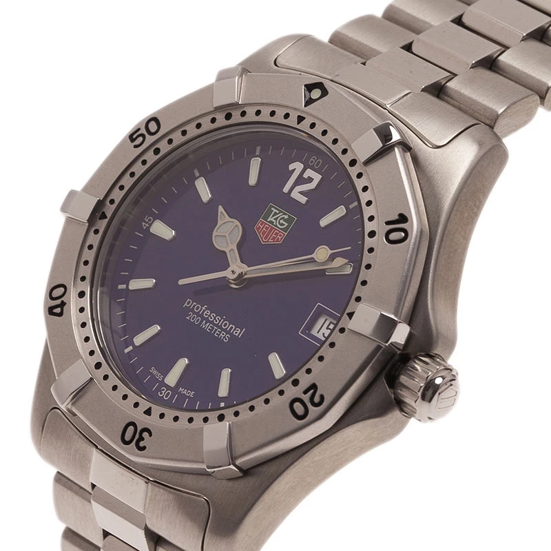 Tag Heuer Navy Blue Stainless Steel Professional Sports 200M Unisex Wristwatch 36MM For Women 2 Tag Heuer Navy Blue Stainless Steel Professional Sports 200M Unisex Wristwatch 36MM For Women - Image 2