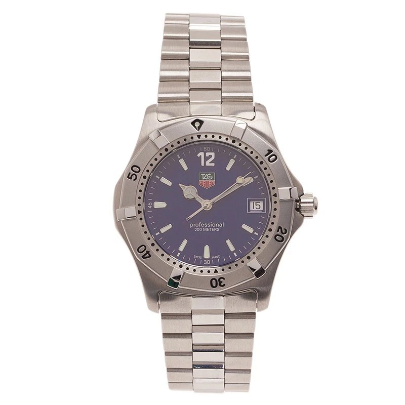 Tag Heuer Navy Blue Stainless Steel Professional Sports 200M Unisex Wristwatch 36MM For Women 3 Tag Heuer Navy Blue Stainless Steel Professional Sports 200M Unisex Wristwatch 36MM For Women - Image 3