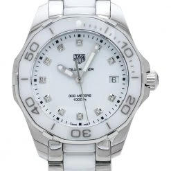 TAG Heuer White Ceramic Stainless Steel Aquaracer WAY131D.BA0914 Women's Wristwatch 35 Mm For Women -Tag Heuer Sales Shop luxury women tag heuer new watches p314374 007