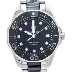 TAG Heuer Black Ceramic Stainless Steel Aquaracer WAY131C.BA0913 Women's Wristwatch 35 Mm For Women -Tag Heuer Sales Shop luxury women tag heuer new watches p314378 004