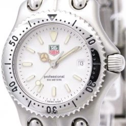 Tag Heuer White Stainless Steel Professional Women's Wristwatch 28MM For Women -Tag Heuer Sales Shop luxury women tag heuer used watches p103757 003