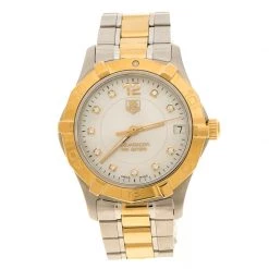 Tag Heuer Mother Of Pearl 18K Yellow Gold Plated And Stainless Steel Aquaracer Women's Wristwatch 34 Mm For Women