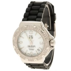 Tag Heuer White Stainless Steel And Diamonds Formula 1 WAC1215 Women's Wristwatch 35 Mm For Women