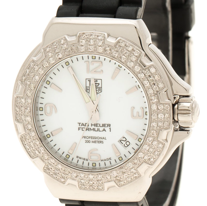 Tag Heuer White Stainless Steel And Diamonds Formula 1 WAC1215 Women's Wristwatch 35 Mm For Women 3 Tag Heuer White Stainless Steel And Diamonds Formula 1 WAC1215 Women's Wristwatch 35 Mm For Women - Image 3
