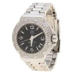 Tag Heuer Black Stainless Steel Diamond Formula 1 WAC1214-0 Women's Wristwatch 35 Mm For Women