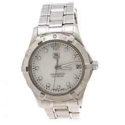 Tag Heuer Mother Of Pearl Stainless Steel Diamond Aquaracer WAF1312.BA0817 Women's Wristwatch 33 Mm For Women