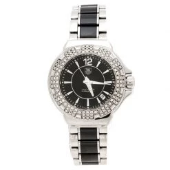 Tag Heuer Black Ceramic Stainless Steel Diamonds Formula 1 Women's Wristwatch 37 Mm For Women