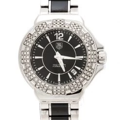 Tag Heuer Black Ceramic Stainless Steel Diamonds Formula 1 Women's Wristwatch 37 Mm For Women -Tag Heuer Sales Shop luxury women tag heuer used watches p235826 008