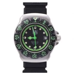 Tag Heuer Black/Green Stainless Steel Professional 200M WA1415 Women's Wristwatch 27 MM For Women