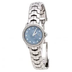 Tag Heuer Blue Mother Of Pearl Stainless Steel Diamond Link Women's Wristwatch 23 MM For Women