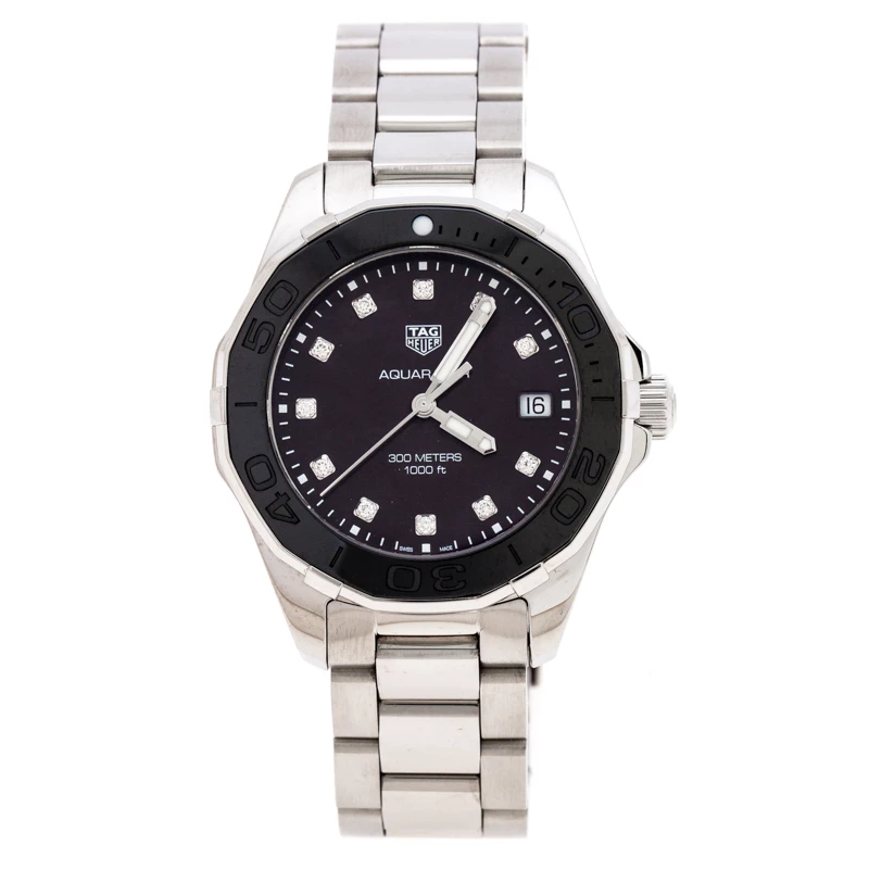 Tag Heuer Black Mother Of Pearl Ceramic Diamonds Aquaracer WAY131M Women's Wristwatch 35 Mm For Women 1 Tag Heuer Black Mother Of Pearl Ceramic Diamonds Aquaracer WAY131M Women's Wristwatch 35 Mm For Women