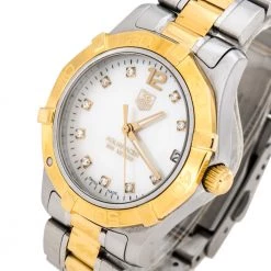 Tag Heuer Mother Of Pearl Two-Tone Stainless Steel Diamond Aquaracer WAF1320 Women's Wristwatch 32 Mm For Women 9 Tag Heuer Mother Of Pearl Two-Tone Stainless Steel Diamond Aquaracer WAF1320 Women's Wristwatch 32 Mm For Women -Tag Heuer Sales Shop luxury women tag heuer used watches p289628 007