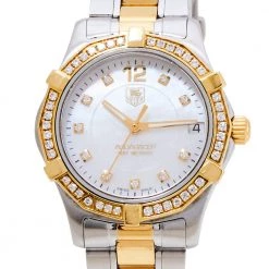 Tag Heuer Mother Of Pearl Two-Tone Stainless Steel Diamond Aquaracer WAF1350.BB0820 Women's Wristwatch 33 Mm For Women -Tag Heuer Sales Shop luxury women tag heuer used watches p364790 007