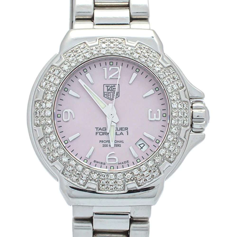 Tag Heuer Pink Mother Of Pearl Stainless Steel Diamonds Formula One WAC1216.BA0852 Women's Wristwatch 37mm For Women 3 Tag Heuer Pink Mother Of Pearl Stainless Steel Diamonds Formula One WAC1216.BA0852 Women's Wristwatch 37mm For Women - Image 3