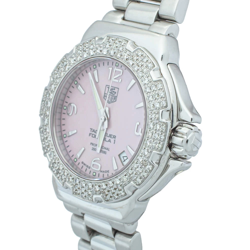 Tag Heuer Pink Mother Of Pearl Stainless Steel Diamonds Formula One WAC1216.BA0852 Women's Wristwatch 37mm For Women 2 Tag Heuer Pink Mother Of Pearl Stainless Steel Diamonds Formula One WAC1216.BA0852 Women's Wristwatch 37mm For Women - Image 2