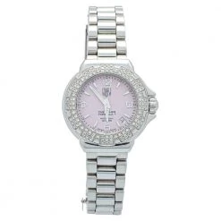 Tag Heuer Pink Mother Of Pearl Stainless Steel Diamonds Formula One WAC1216.BA0852 Women's Wristwatch 37mm For Women