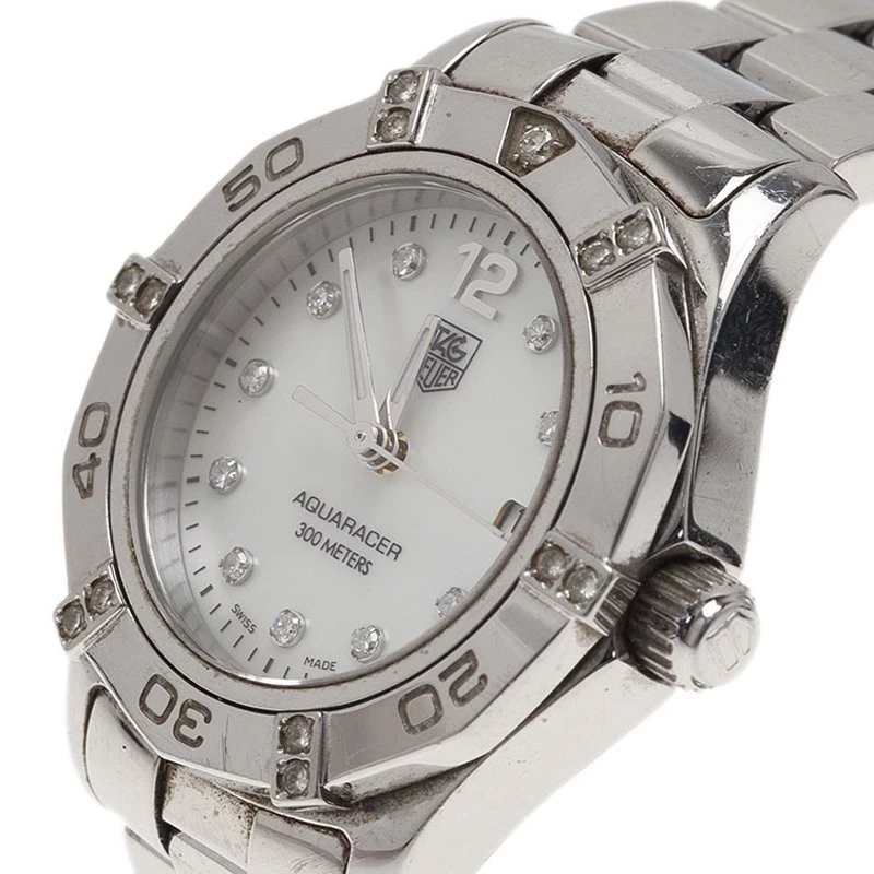 Tag Heuer Aquaracer Diamonds Mother Of Pearl Stainless Steel Women's WristWatch 27MM For Women 2 Tag Heuer Aquaracer Diamonds Mother Of Pearl Stainless Steel Women's WristWatch 27MM For Women - Image 2