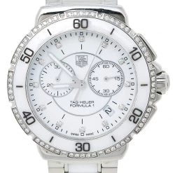 Tag Heuer White Stainless Steel & Ceramic Diamond Formula 1 CAH1213 Women's Wristwatch 41 Mm For Women -Tag Heuer Sales Shop luxury women tag heuer used watches p445305 006