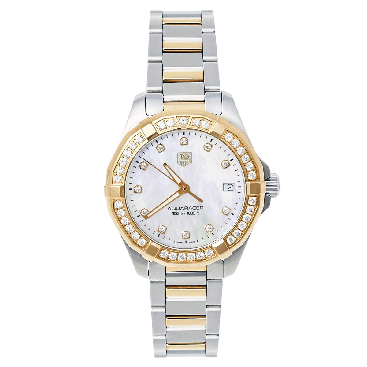 Tag Heuer MOP 18K Yellow Gold & Stainless Steel Diamonds Aquaracer WAY1353.BD0917 Women's Wristwatch 32 Mm For Women 1 Tag Heuer MOP 18K Yellow Gold & Stainless Steel Diamonds Aquaracer WAY1353.BD0917 Women's Wristwatch 32 Mm For Women