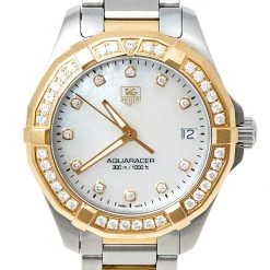 Tag Heuer MOP 18K Yellow Gold & Stainless Steel Diamonds Aquaracer WAY1353.BD0917 Women's Wristwatch 32 Mm For Women 12 Tag Heuer MOP 18K Yellow Gold & Stainless Steel Diamonds Aquaracer WAY1353.BD0917 Women's Wristwatch 32 Mm For Women -Tag Heuer Sales Shop luxury women tag heuer used watches p450095 005