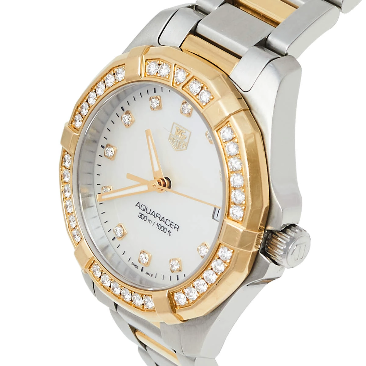 Tag Heuer MOP 18K Yellow Gold & Stainless Steel Diamonds Aquaracer WAY1353.BD0917 Women's Wristwatch 32 Mm For Women 2 Tag Heuer MOP 18K Yellow Gold & Stainless Steel Diamonds Aquaracer WAY1353.BD0917 Women's Wristwatch 32 Mm For Women - Image 2