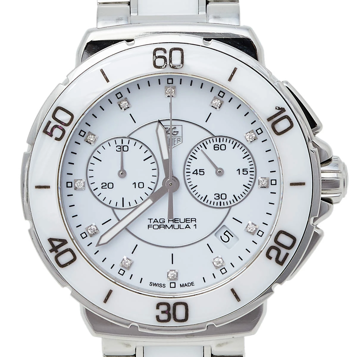 Tag Heuer White Ceramic & Stainless Steel Formula 1 CAH1211.BA0863 Women's Wristwatch 41 Mm For Women 3 Tag Heuer White Ceramic & Stainless Steel Formula 1 CAH1211.BA0863 Women's Wristwatch 41 Mm For Women - Image 3