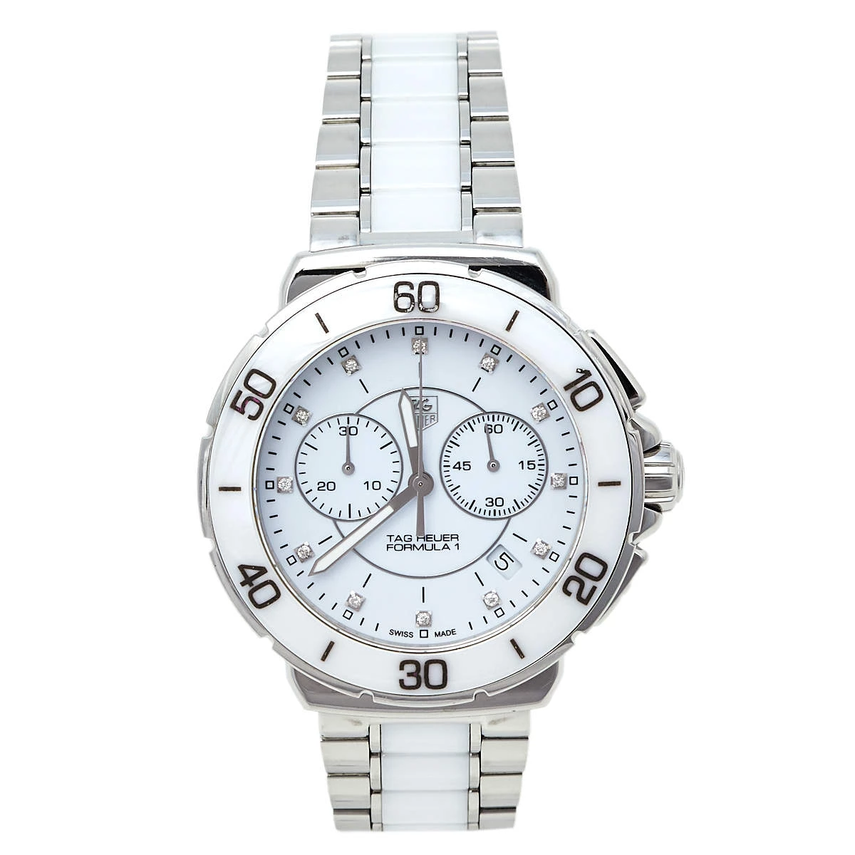 Tag Heuer White Ceramic & Stainless Steel Formula 1 CAH1211.BA0863 Women's Wristwatch 41 Mm For Women 1 Tag Heuer White Ceramic & Stainless Steel Formula 1 CAH1211.BA0863 Women's Wristwatch 41 Mm For Women