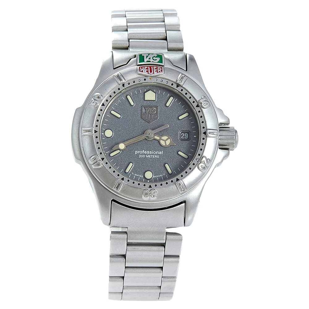 Tag Heuer Grey Stainless Steel Professional 4000 999.208A Women's Wristwatch 28 Mm For Women 1 Tag Heuer Grey Stainless Steel Professional 4000 999.208A Women's Wristwatch 28 Mm For Women