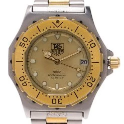 Tag Heuer Grey Gold-Plated Stainless Steel 3000 Professional Women's Wristwatch 38MM For Women -Tag Heuer Sales Shop luxury women tag heuer used watches p52220 003