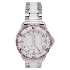 Tag Heuer White Stainless Steel Ceramic Formula 1 WAH1319 Women's Wristwatch 32 Mm For Women