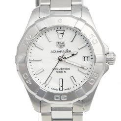 Tag Heuer Mother Of Pearl Stainless Steel Aquaracer WBD1311 Women's Wristwatch 33 Mm For Women -Tag Heuer Sales Shop luxury women tag heuer used watches p535721 007