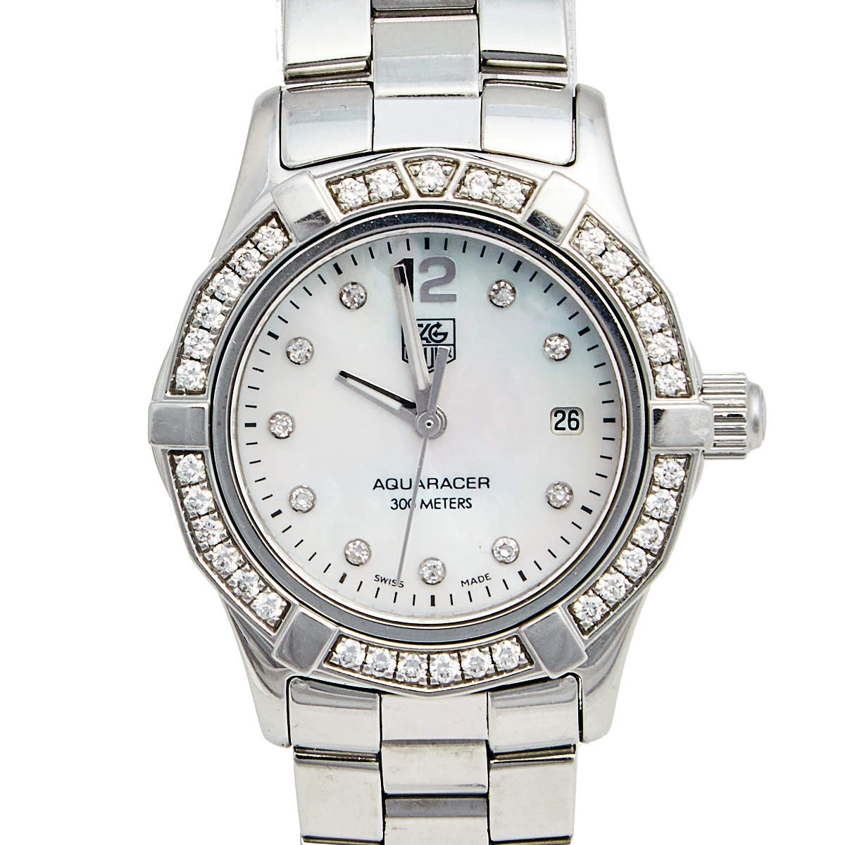 Tag Heuer Mother Of Pearl Diamond Stainless Steel Aquaracer WAF1416 Women's Wristwatch 27 Mm For Women 3 Tag Heuer Mother Of Pearl Diamond Stainless Steel Aquaracer WAF1416 Women's Wristwatch 27 Mm For Women - Image 3
