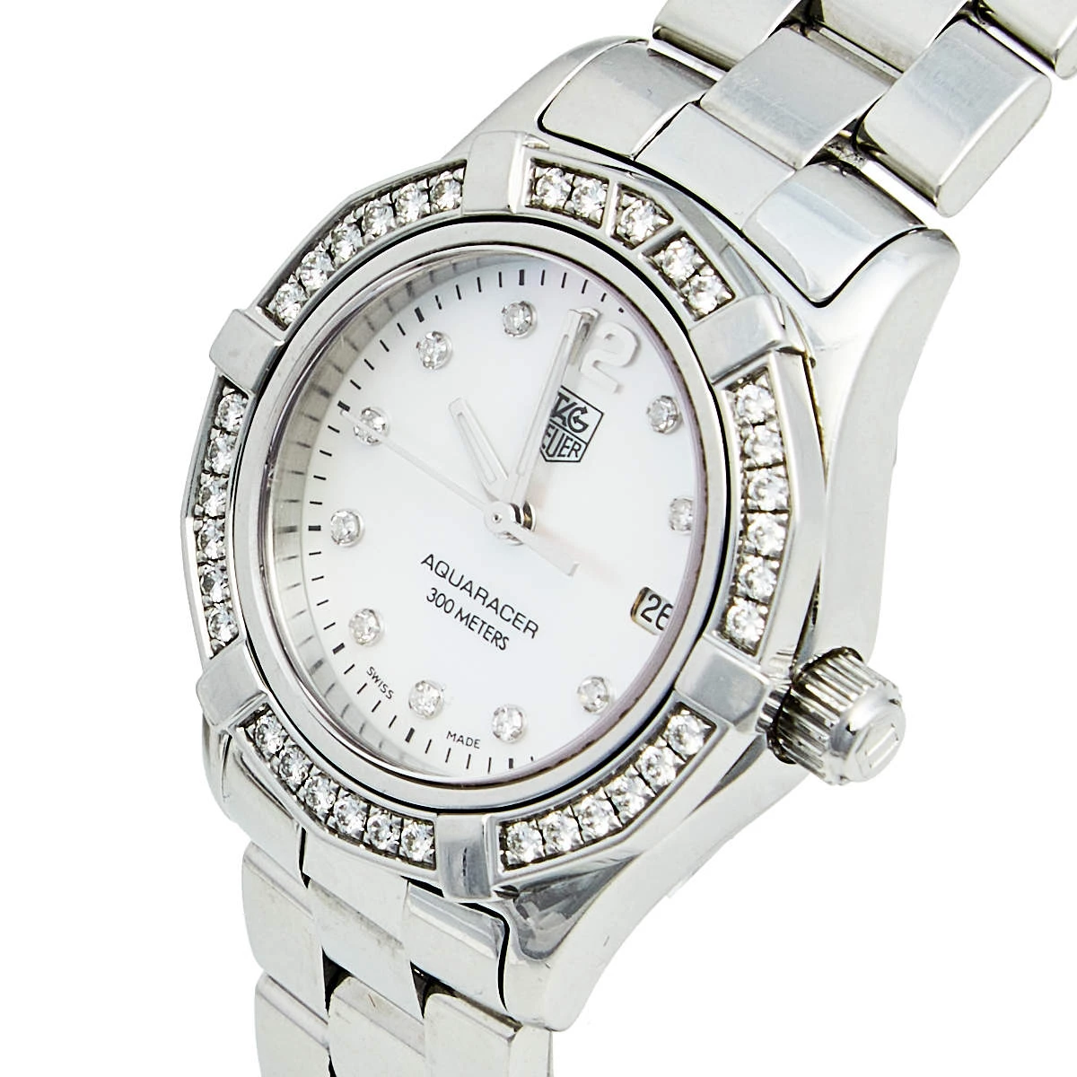 Tag Heuer Mother Of Pearl Diamond Stainless Steel Aquaracer WAF1416 Women's Wristwatch 27 Mm For Women 2 Tag Heuer Mother Of Pearl Diamond Stainless Steel Aquaracer WAF1416 Women's Wristwatch 27 Mm For Women - Image 2