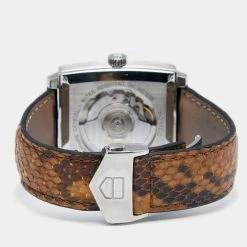 Tag Heuer Brown Stainless Steel Python Skin Leather Monaco WW2115.FC6217 Men's Wristwatch 37 Mm For Men -Tag Heuer Sales Shop luxury women tag heuer used watches p630523 001