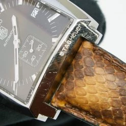 Tag Heuer Brown Stainless Steel Python Skin Leather Monaco WW2115.FC6217 Men's Wristwatch 37 Mm For Men -Tag Heuer Sales Shop luxury women tag heuer used watches p630523 005