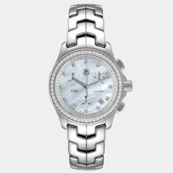 Tag Heuer MOP Diamonds Stainless Steel Link CJF1314 Women's Wristwatch 33 MM For Women