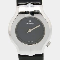 TAG Heuer Black Stainless Steel Leather Alter Ego WP131P Women's Wristwatch 29MM For Women -Tag Heuer Sales Shop luxury women tag heuer used watches p649238 009