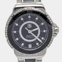 TAG Heuer Black Stainless Steel Ceramic Diamond Formula 1 WAU2212 Women's Wristwatch 37 Mm For Women -Tag Heuer Sales Shop luxury women tag heuer used watches p682762 008