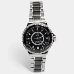 TAG Heuer Black Stainless Steel Ceramic Diamond Formula 1 WAU2212 Women's Wristwatch 37 Mm For Women