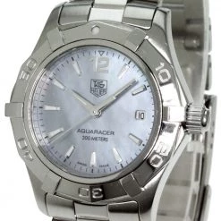 Tag Heuer Blue Mother Of Pearl Stainless Steel Aquaracer Women's Wristwatch 28MM For Women -Tag Heuer Sales Shop luxury women tag heuer used watches p89689 0003