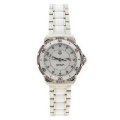 Tag Heuer White Ceramic Stainless Steel Amethyst Formula1 Women's Wristwatch 32MM For Women