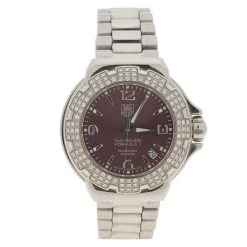 Tag Heuer Burgundy Stainless Steel Diamond Formula 1 WAC1219 Women's Wristwatch 35MM For Women