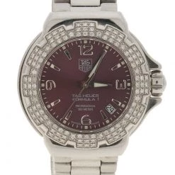 Tag Heuer Burgundy Stainless Steel Diamond Formula 1 WAC1219 Women's Wristwatch 35MM For Women 8 Tag Heuer Burgundy Stainless Steel Diamond Formula 1 WAC1219 Women's Wristwatch 35MM For Women -Tag Heuer Sales Shop luxury women tag heuer used watches p96513 003
